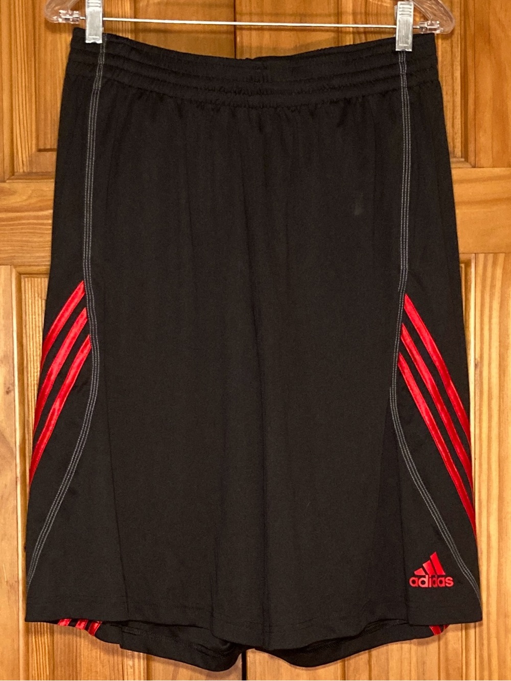 NWOT adidas Basketball Athletic Shorts Long Black Red Men's L Large